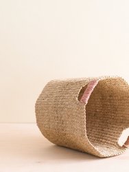 Natural Octagon Basket with Dusty Rose Handle - Natural Basket