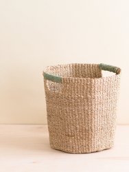 Natural Octagon Basket with Sage Handle - Octagon Basket - Natural/Sage