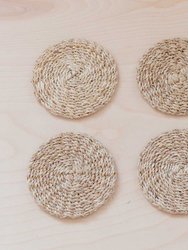 Natural Round Abaca Coasters Set Of 4 - Woven Fiber