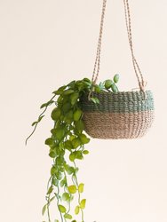 Natural + Sage Hanging Planter - Hanging Bin - Natural/Sage