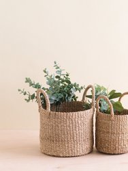 Natural Tabletop Mini Basket with Handle Set of 2 - Weave Baskets