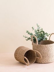 Natural Tabletop Mini Basket with Handle Set of 2 - Weave Baskets - Natural