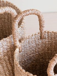 Natural Tabletop Mini Basket with Handle Set of 2 - Weave Baskets
