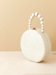 Oat Round Classic Handbag With Bead Handle - Woven Purse