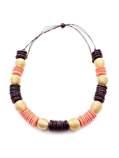 LIKHA Paparazzi Wooden Necklace - Coral and Burgundy product