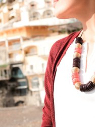 Paparazzi Wooden Necklace - Coral and Burgundy