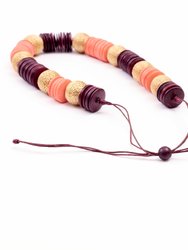 Paparazzi Wooden Necklace - Coral and Burgundy