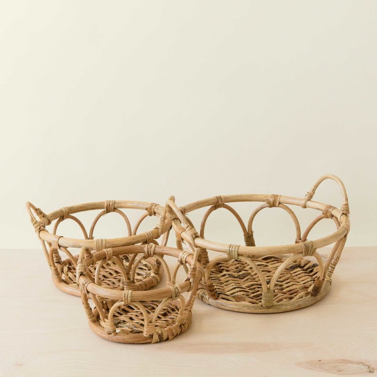 Rattan Fruit Basket -  Wicker Table Basket Set Of 3