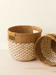  Round Baskets, Set of 2 - Handcrafted Bins