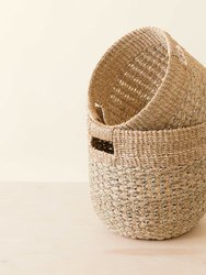 Round Bottom Baskets, Set Of 2 - Woven Baskets