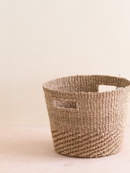 Tan + Natural Tapered Basket - Straw Basket - Tan, Natural