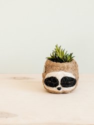 Three-tone Sloth Coco Coir Planter - Handmade Planters - Natural/White/Black