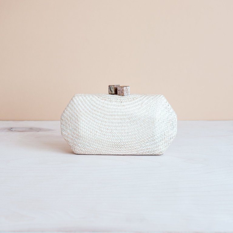 White Woven Clutch - Handwoven Clutch - White