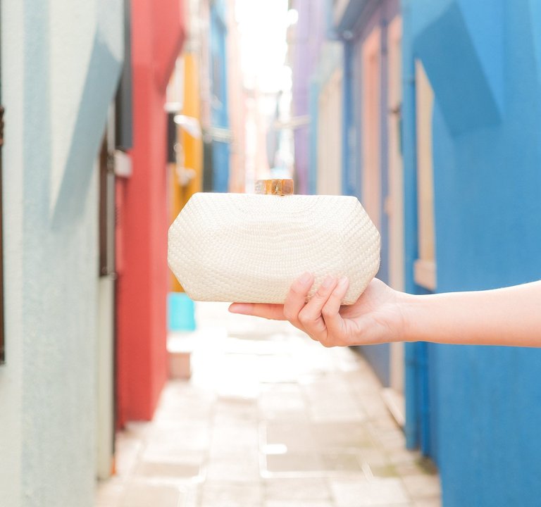 White Woven Clutch - Handwoven Clutch