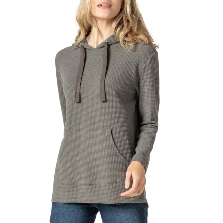 3/4 Sleeve Hoodie In Pewter - Pewter