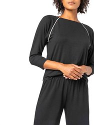 3/4 Sleeve Sleepwear Set In Black