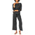 3/4 Sleeve Sleepwear Set In Black - Black