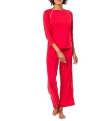 3/4 Sleeve Sleepwear Set In Garnet - Garnet