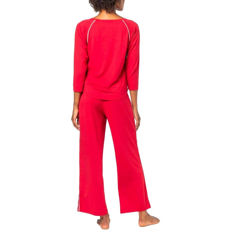 3/4 Sleeve Sleepwear Set In Garnet