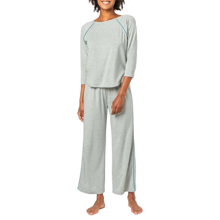 3/4 Sleeve Sleepwear Set In Heather Grey - Heather Grey