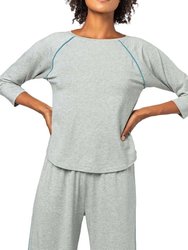 3/4 Sleeve Sleepwear Set In Heather Grey