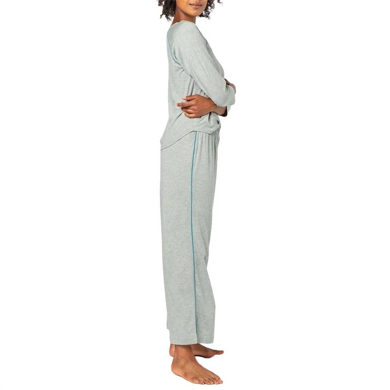 3/4 Sleeve Sleepwear Set In Heather Grey