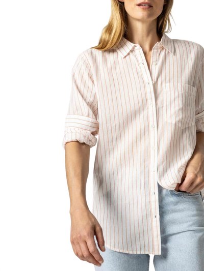 Lilla P Boyfriend Button Down Shirt In Tangerine Stripe product