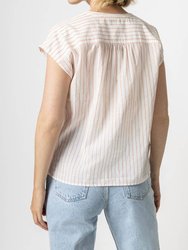 Dolman S/s Shirred Striped Tee In Tangerine Stripe