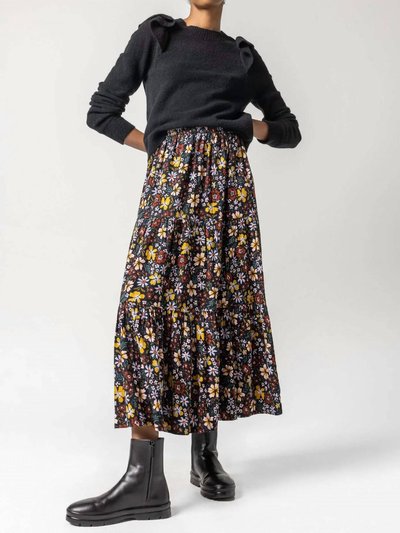 Lilla P Floral Tiered Skirt In Black Floral product