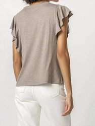 Flutter V-Neck Tee In Raffia