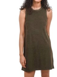 French Terry Dress In Kelp - Kelp