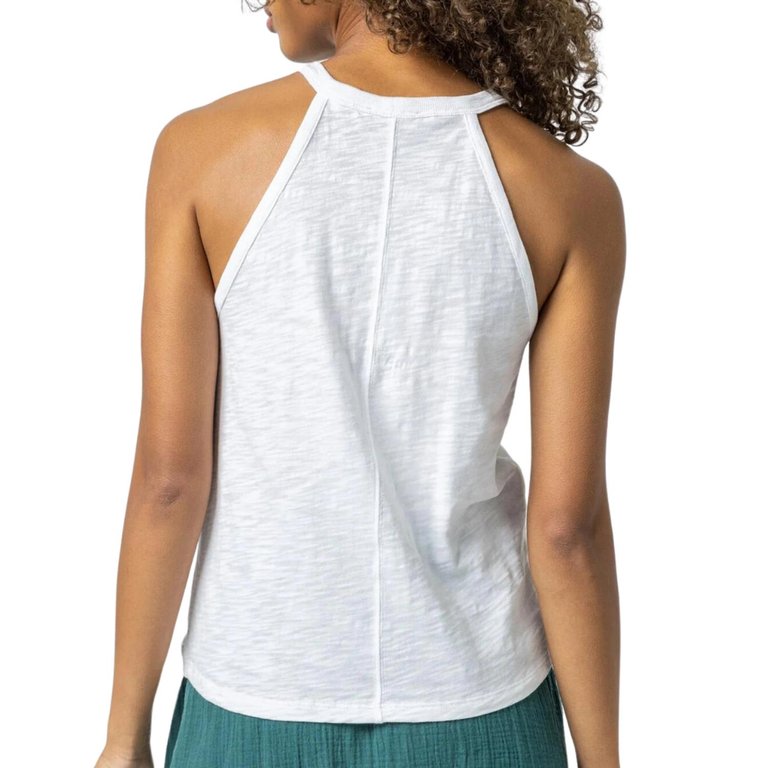 Halter Crewneck Tank Top In White