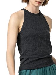 Halter Crewneck Tank Top - Black