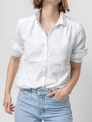 Long Sleeve Button Down Shirt In White - White