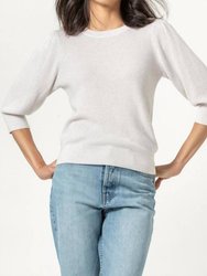 Puff Sleeve Pullover Sweater - Light Heather