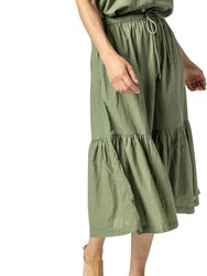 Pull On Peplum Skirt In Olive
