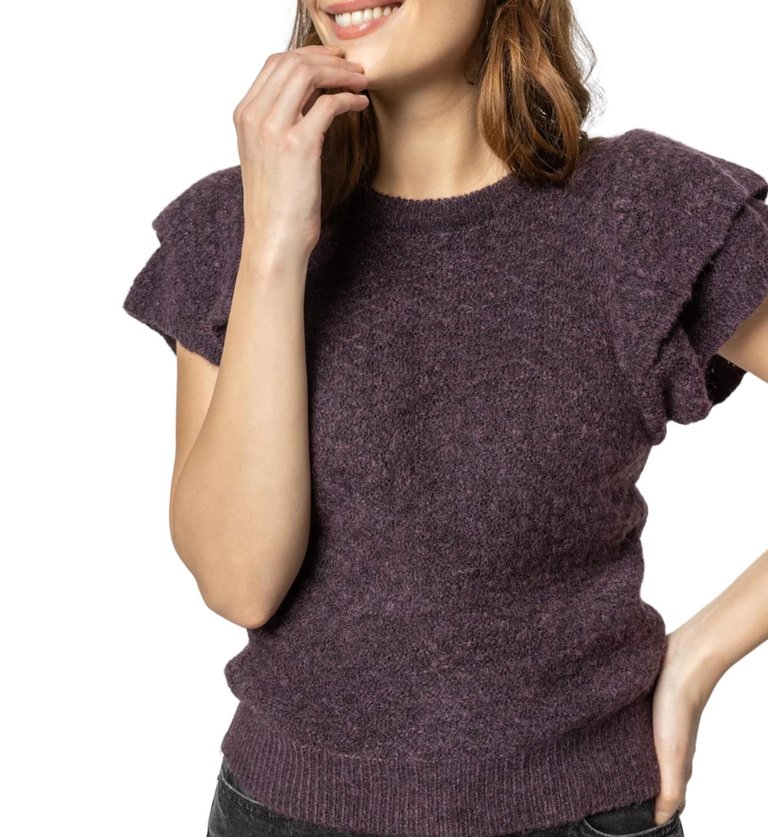 Ruffle Shell Sweater In Fig