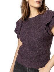 Ruffle Shell Sweater In Fig - Fig