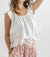 Ruffle Sleeve Top With Shirring In White - White