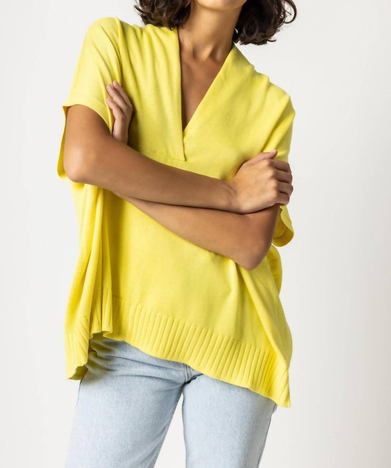 Shawl Collar Poncho Sweater - Citrus