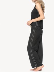 Super Soft Pant/tank Pajama Set In Black