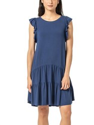 Tiered Peplum Tank Dress In Nautilus - Nautilus