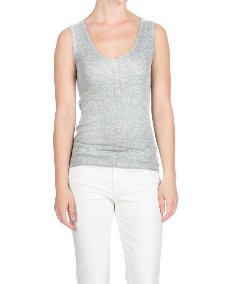 V-Neck Tank Top In Heather Grey - Heather Grey