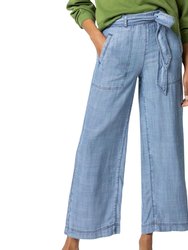 Wide Leg Chambray Pant In Washed Chambray - Washed Chambray