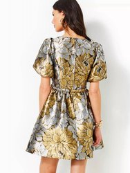Priyanka Short Sleeve Floral Jacquard Dress