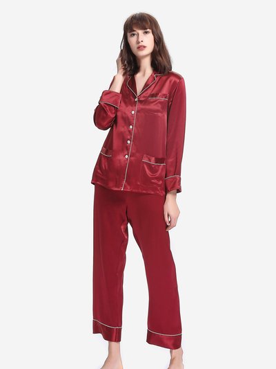 LILYSILK 22 Momme Chic Trimmed Silk Pajamas Set - Claret  product
