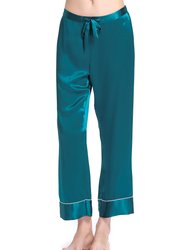 22 Momme Chic Trimmed Silk Pajamas Set - Dark Teal 