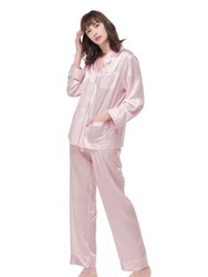 22 Momme Chic Trimmed Silk Pajamas Set - Rosy Pink