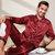 22 Momme Unique Silk Pajamas Set with Double Row Pipping - Claret