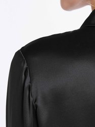 Basic Concealed Placket Silk Shirt - Black